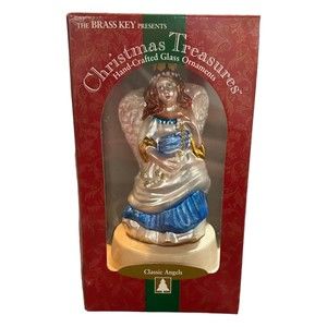 Brass Key Christmas Treasures Hand Crafted Glass Ornament Classic Angels